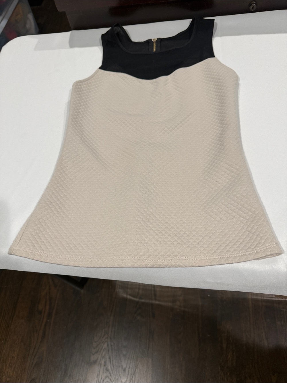 Express Beige A-Line Skirt with Black Yoke